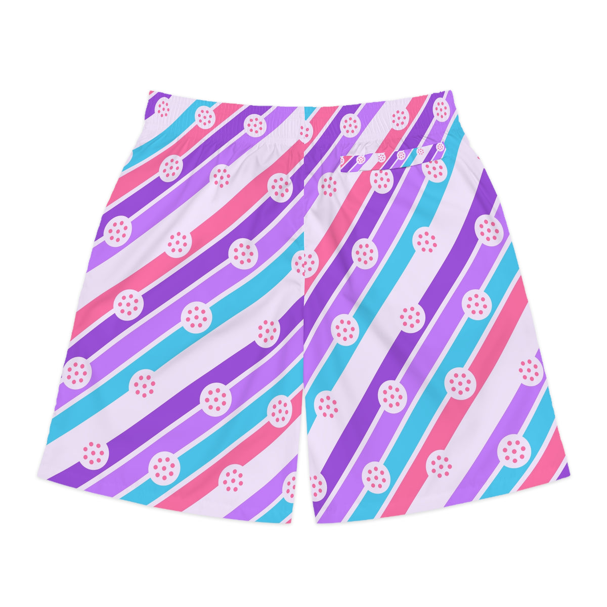 Pickleball Lilac Wave Stripe Surge Men's Athletic Shorts with Pockets