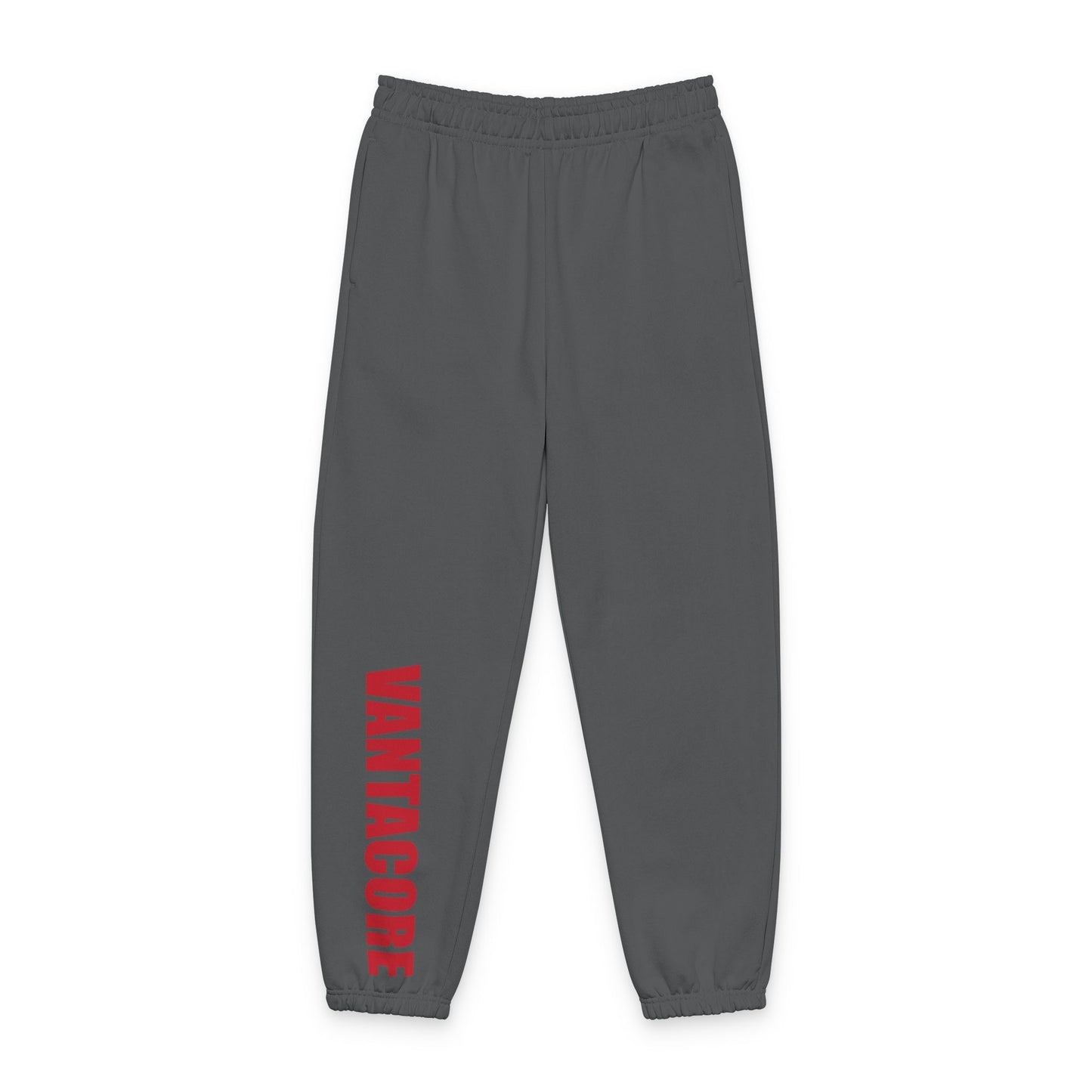 Vantacore Logo Sweatpants — Minimal Vertical Red Graphic Joggers