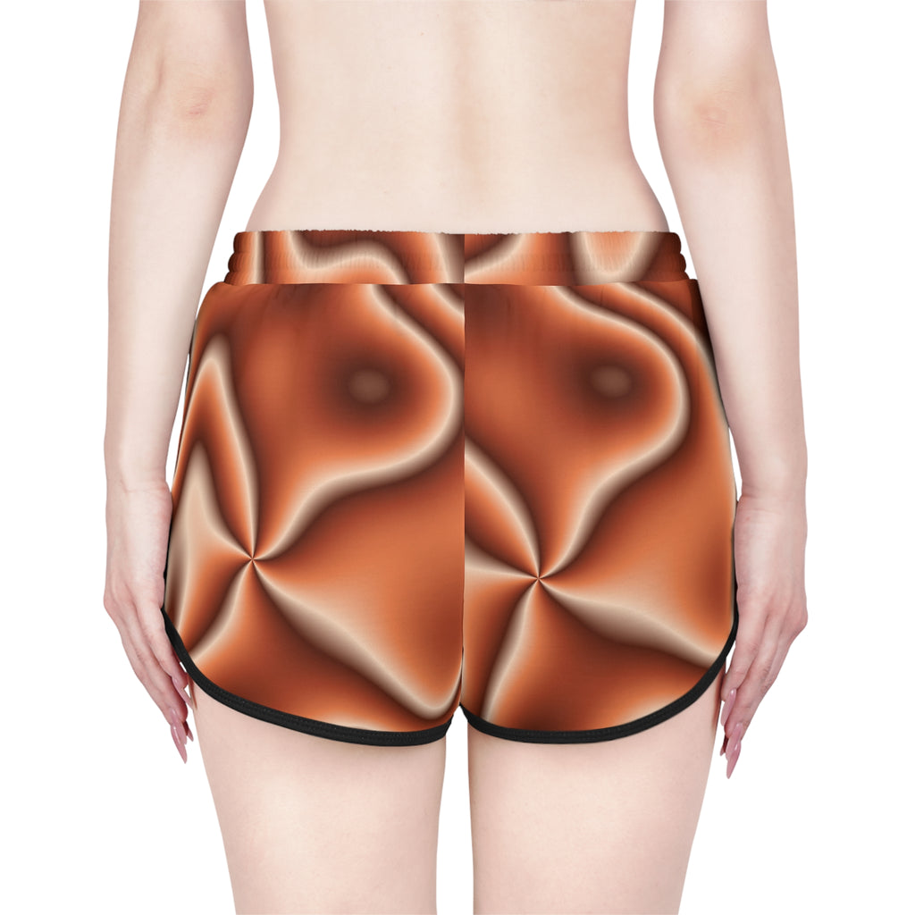 Women's Terracotta Tie-Dye Relaxed Shorts — All-Over Print Running & Workout Shorts