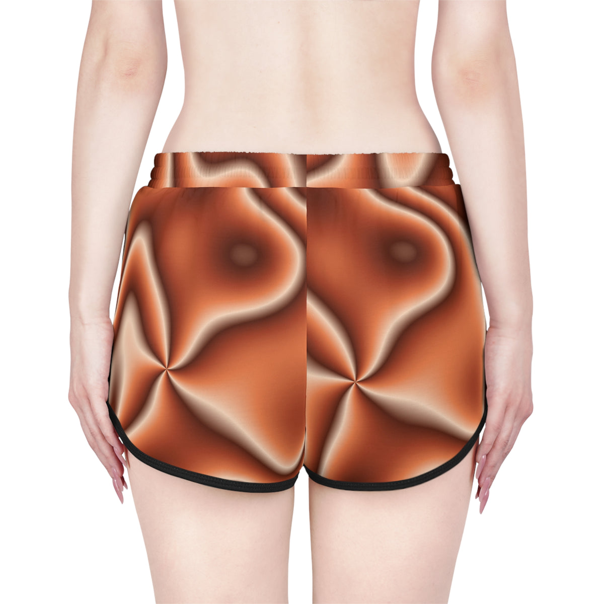 Women's Terracotta Tie-Dye Relaxed Shorts — All-Over Print Running & Workout Shorts