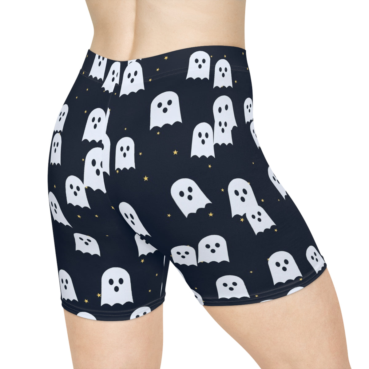 Halloween Ghostly Night Ghost Parade Women's Biker Shorts — High-Waist Workout Shorts