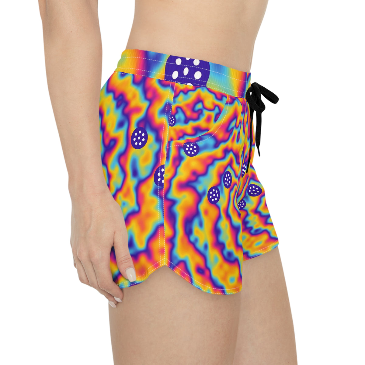 Pickleball Sunrise Punch Tie-Dye Spin Women's Athletic Shorts with Pockets
