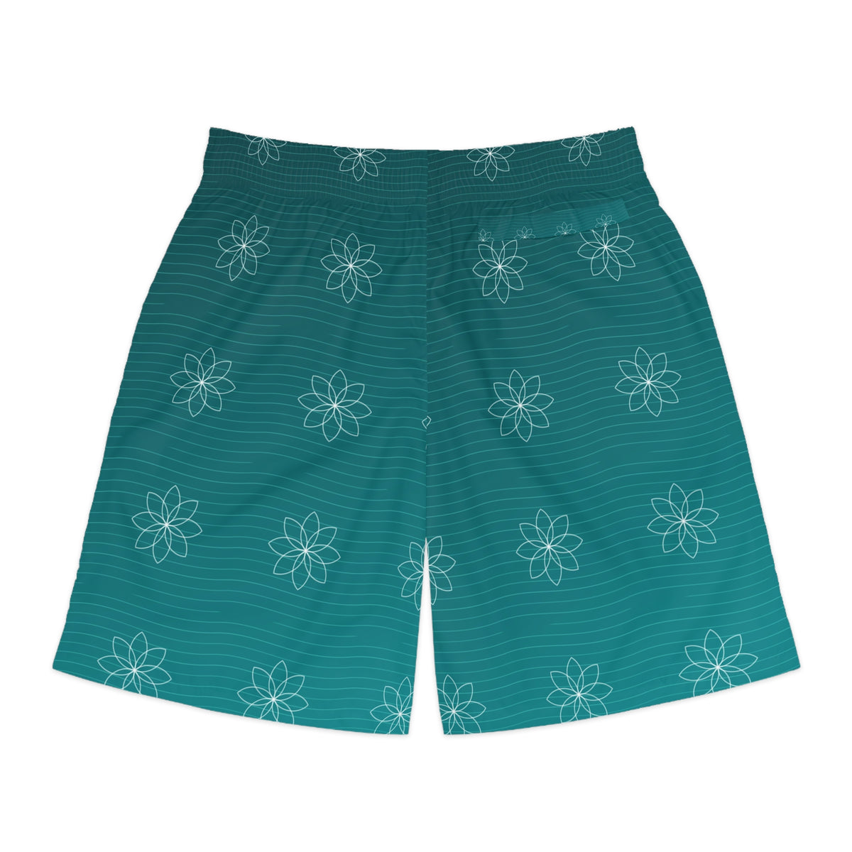 Yoga Teal Wave Flow Lotus Men's Athletic Shorts with Pockets