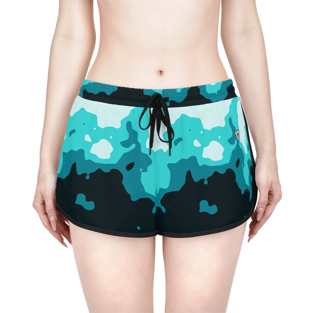 Women's Aqua Magma Relaxed Shorts — All-Over Print Running & Workout Shorts