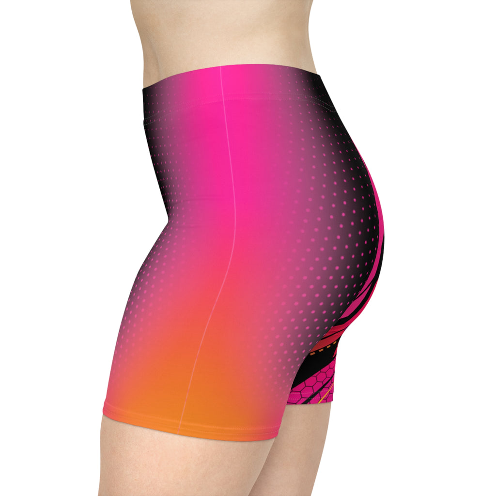 Biker Shorts | Neon Pink Geometric Activewear