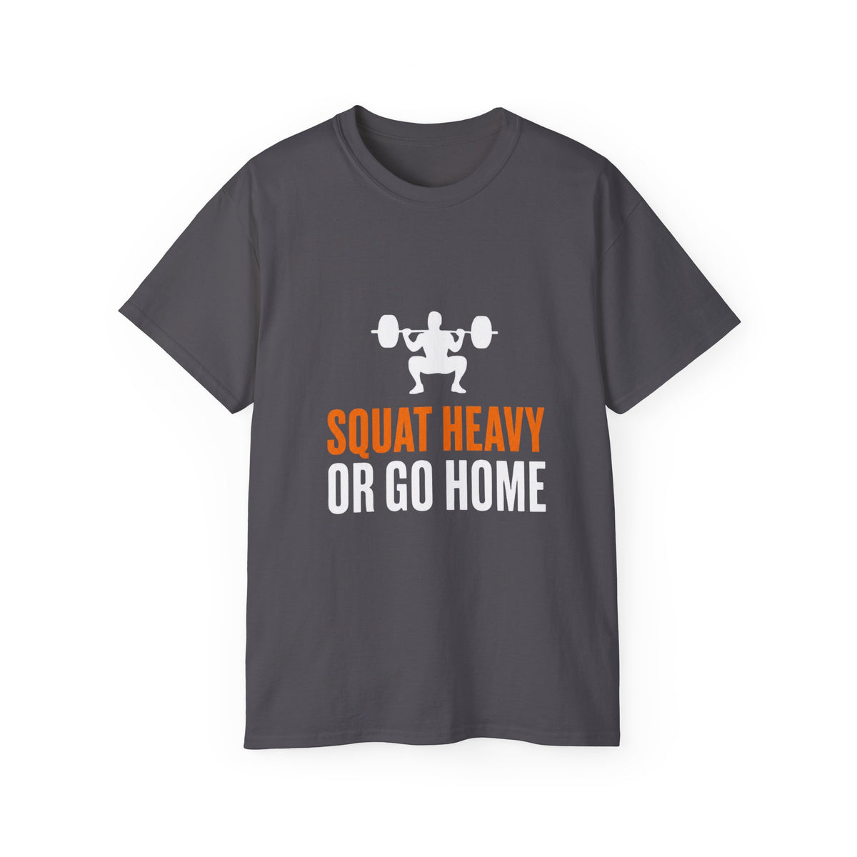 Squat Heavy Tee — Bold Orange Gym Shirt for Weightlifters & CrossFit