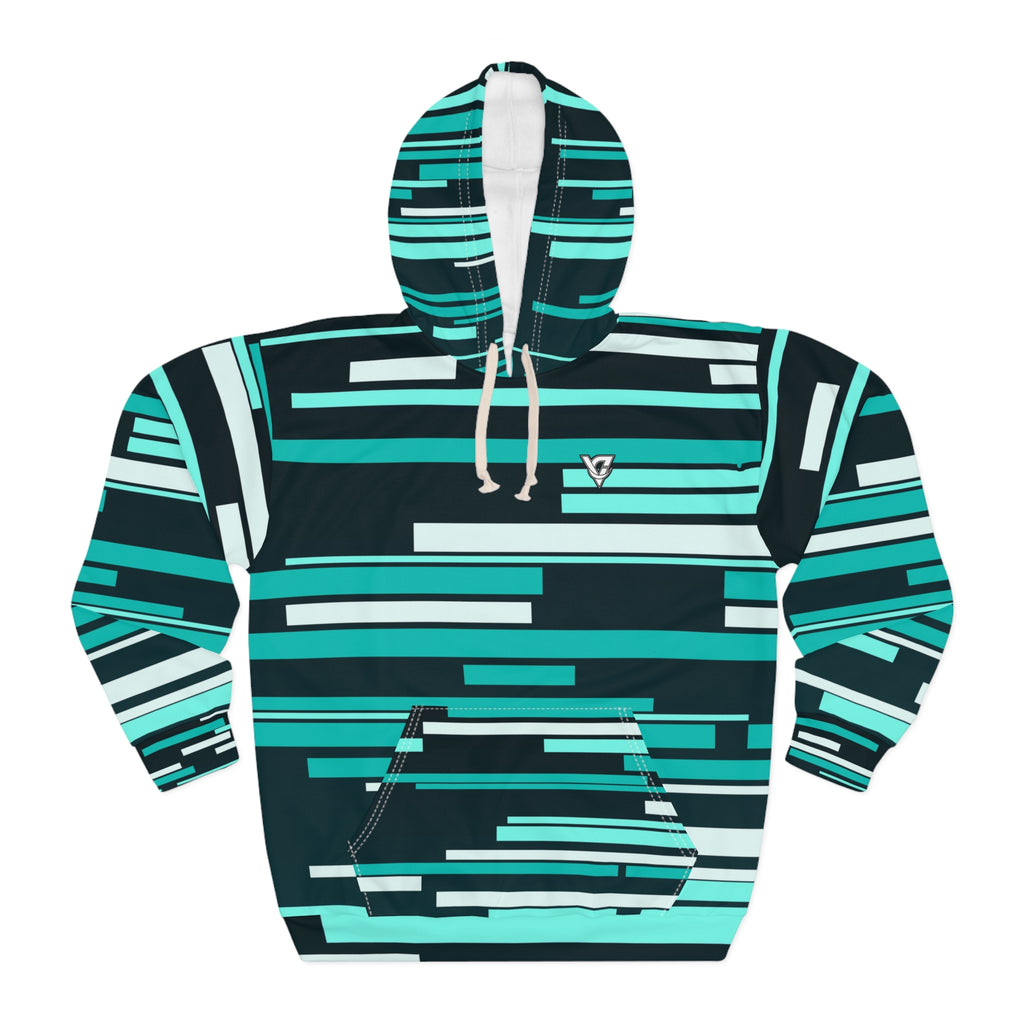 Teal Glitch Men's Pullover Hoodie