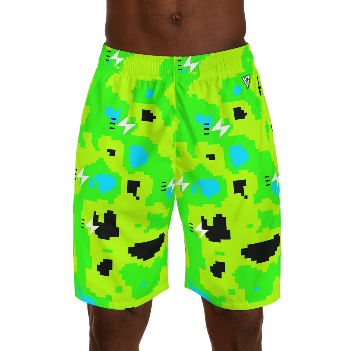 Running Lime Riot Pixel Camo Men's Athletic Shorts with Pockets