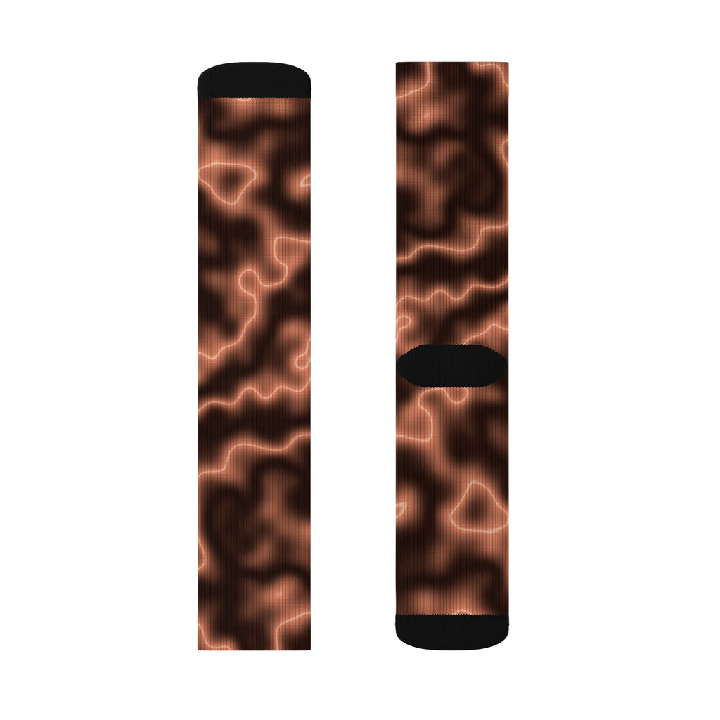 Peach Marble Athletic Crew Socks