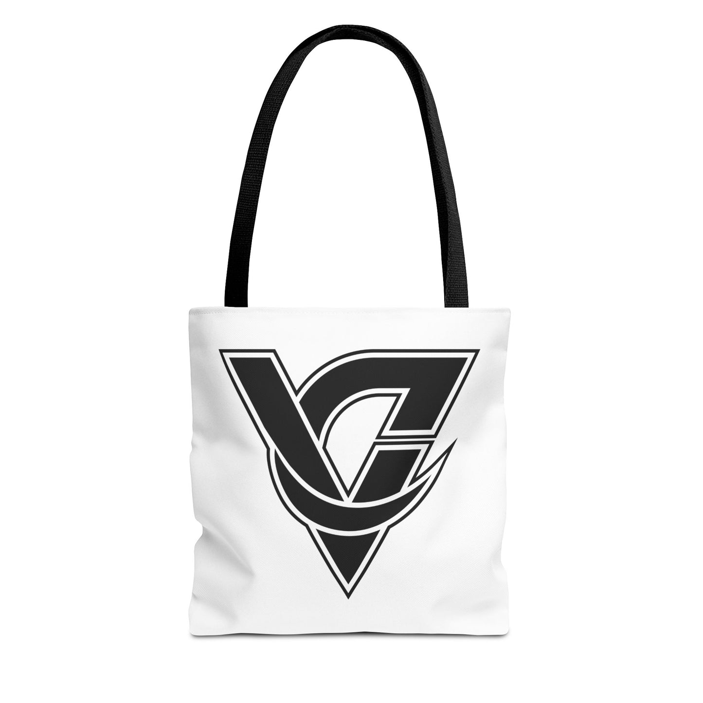 Monogram V Triangle Tote Bag – Bold Black Logo All-Over Print