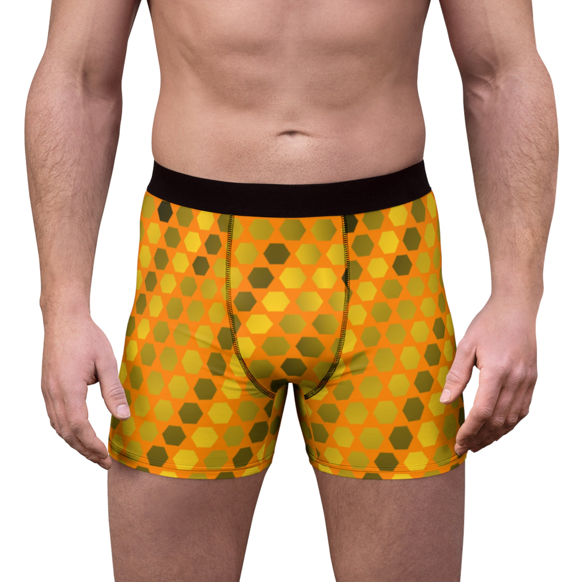 Citrus Hex Grid Men's Boxer Briefs — Performance Underwear