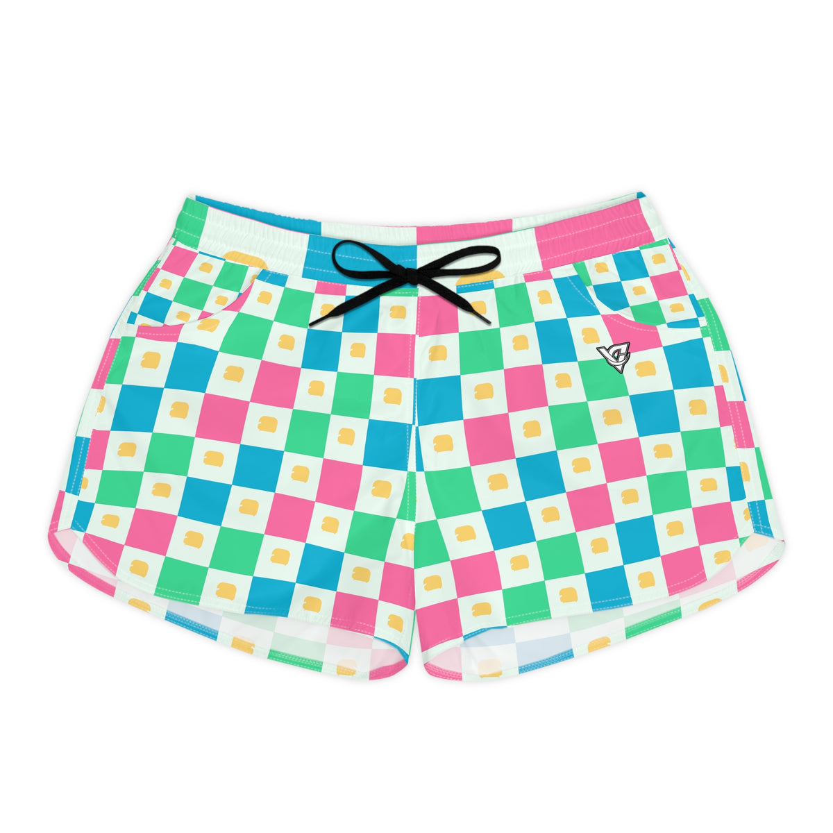 Combat Sports Mint Sorbet Checker Drive Women's Athletic Shorts with Pockets