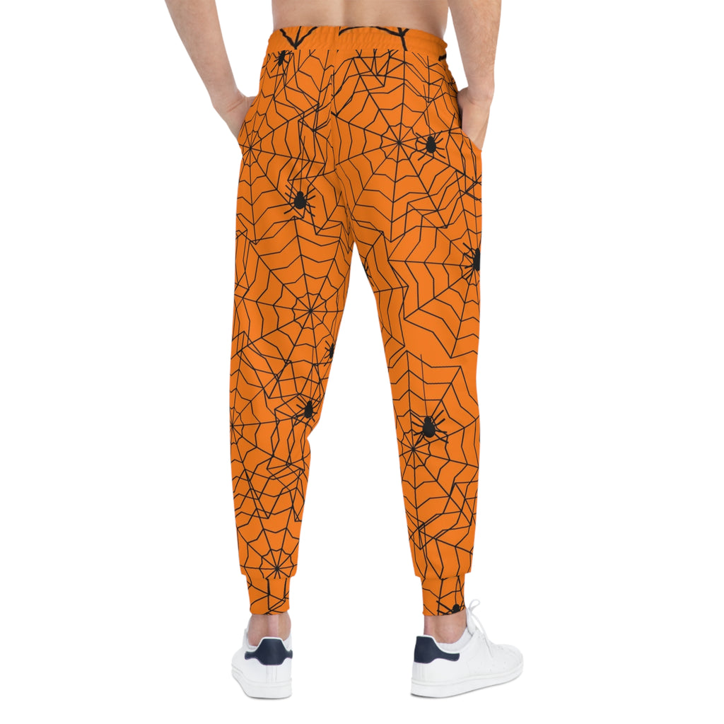 Halloween Pumpkin Orange Spiderweb Women's Joggers – All-Over Print Athletic Jogger Pants