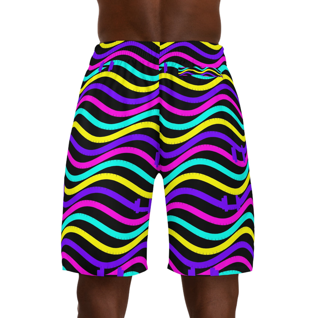 Training & Gym Midnight Neon Wave Rider Men's Athletic Shorts with Pockets