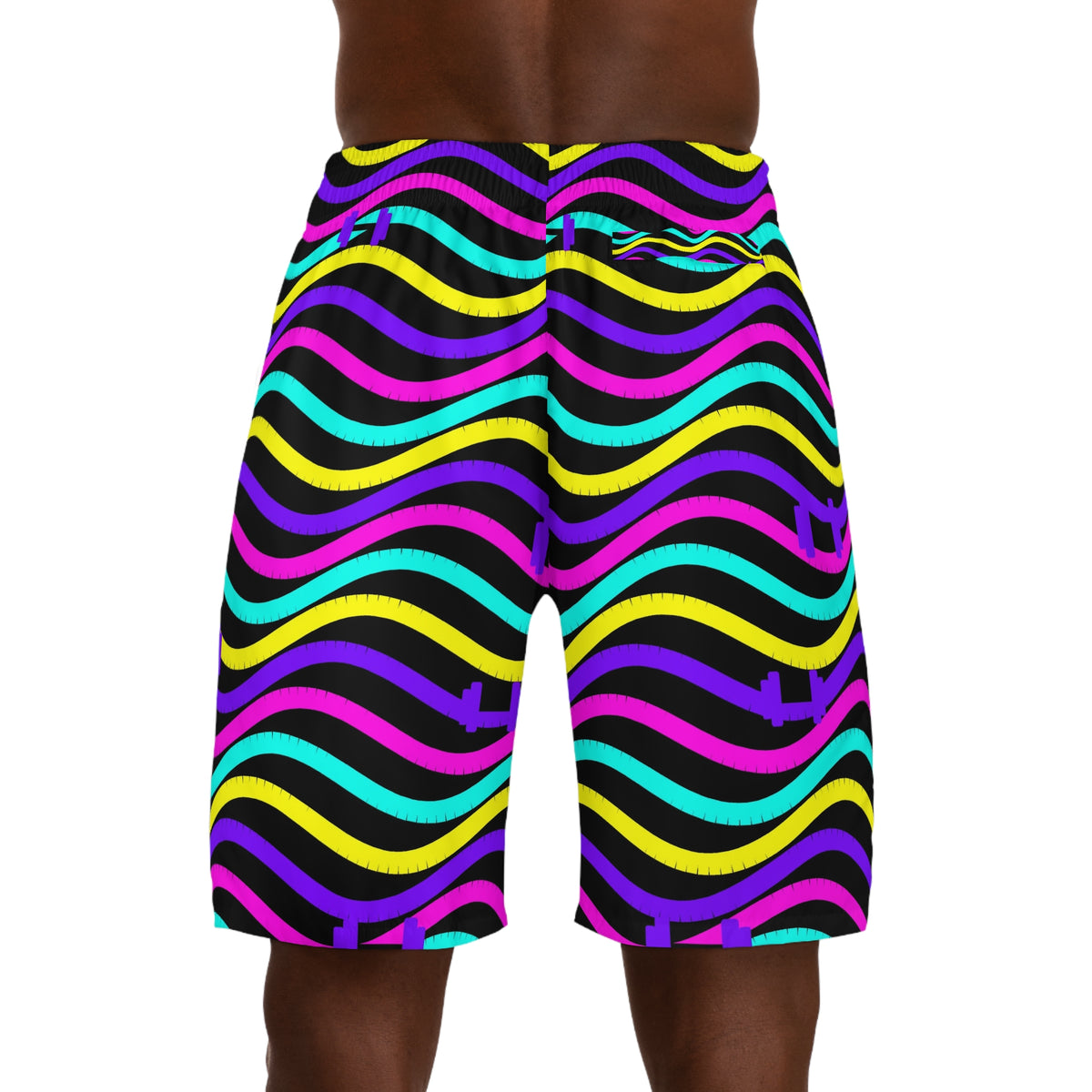 Training & Gym Midnight Neon Wave Rider Men's Athletic Shorts with Pockets