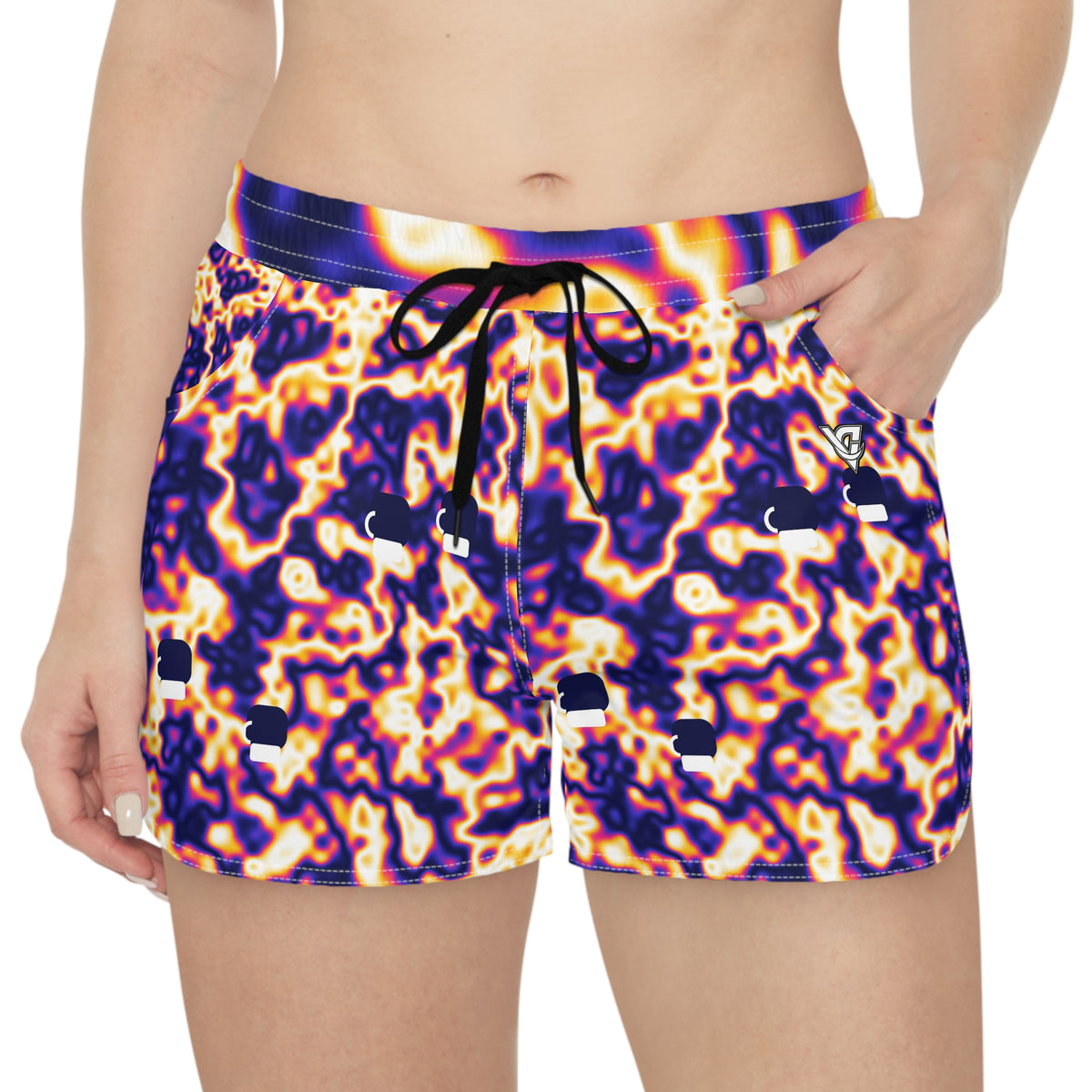 Combat Sports Royal Flame Marble Flow Women's Athletic Shorts with Pockets