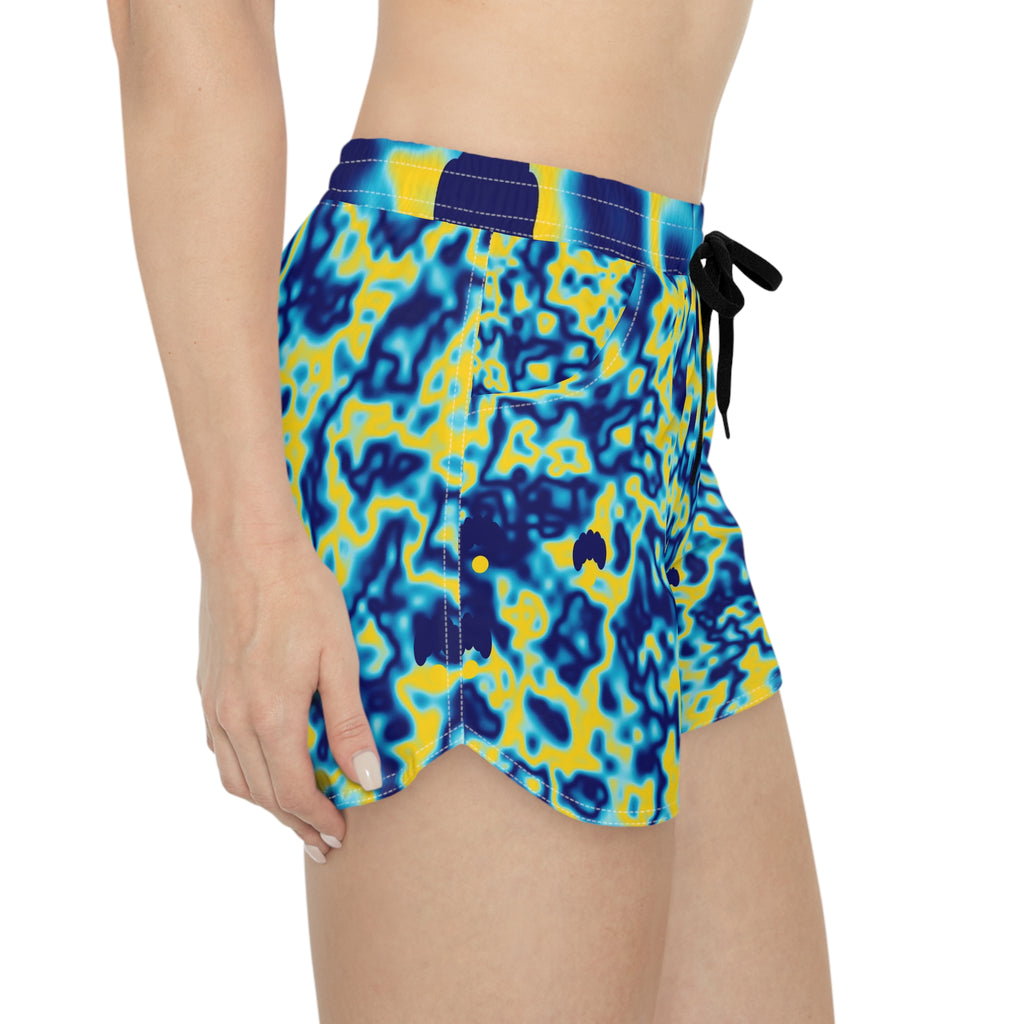 Yoga Cobalt Spark Marble Flow Women's Athletic Shorts with Pockets