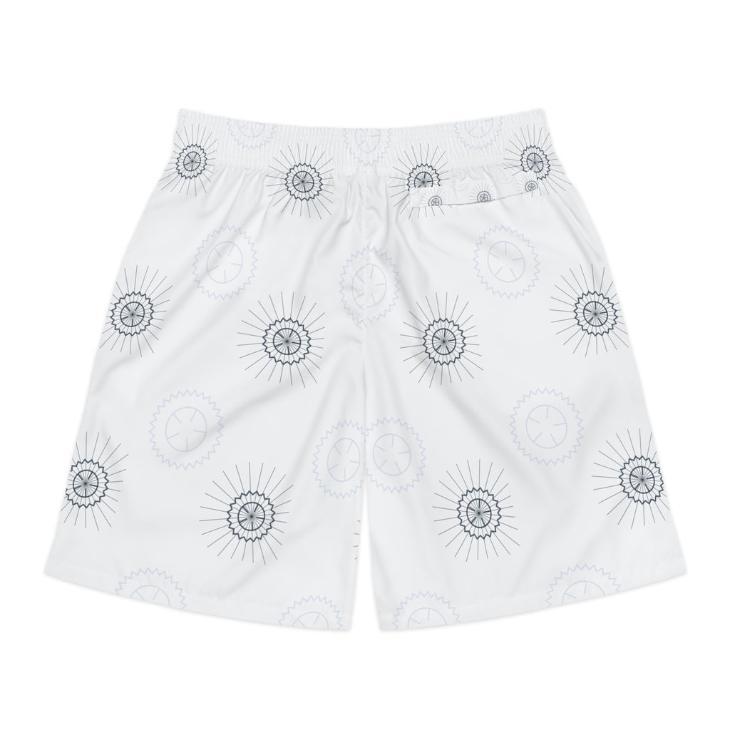 Cycling Arctic White Chainring Men's Athletic Shorts with Pockets