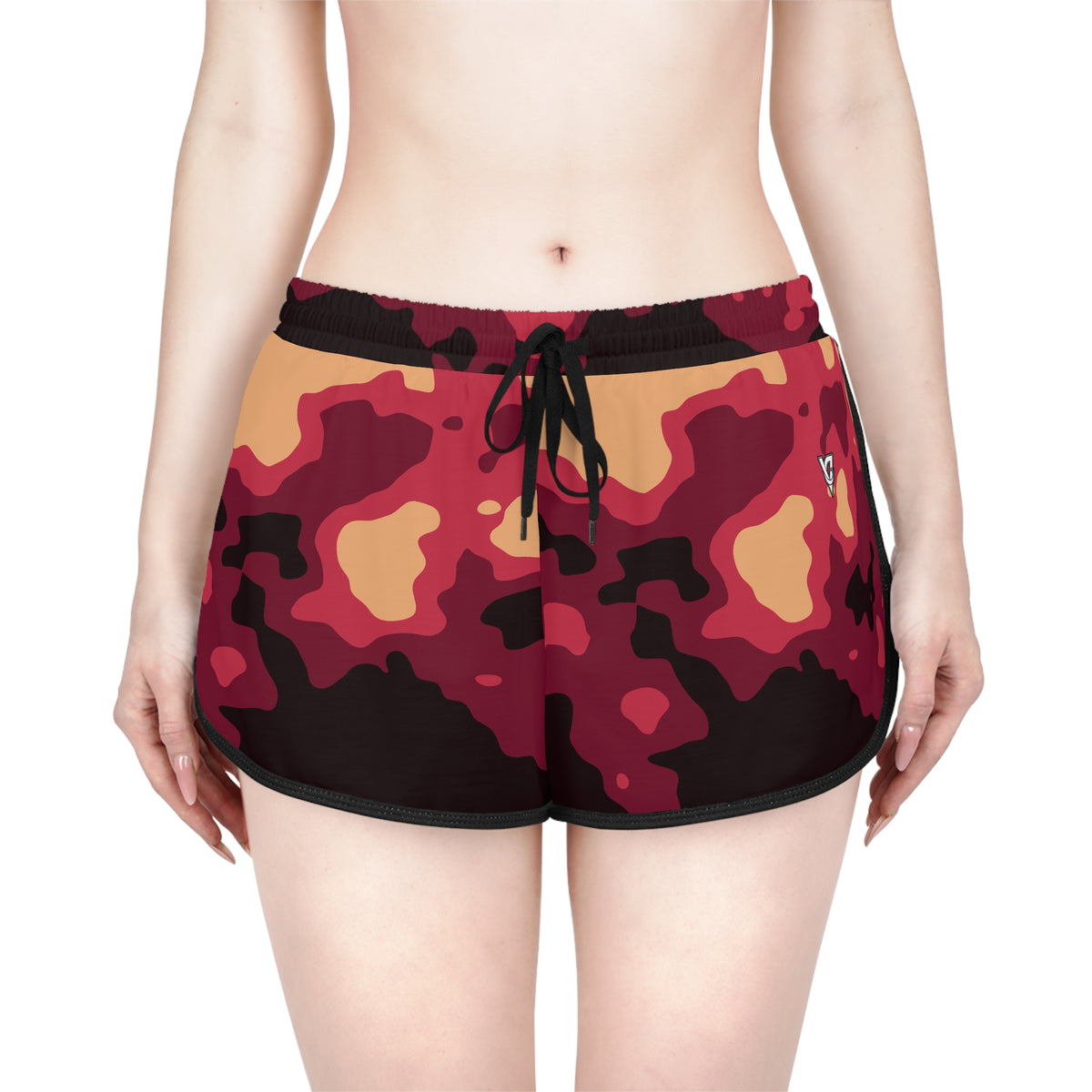 Women's Cranberry Magma Relaxed Shorts — All-Over Print Running & Workout Shorts