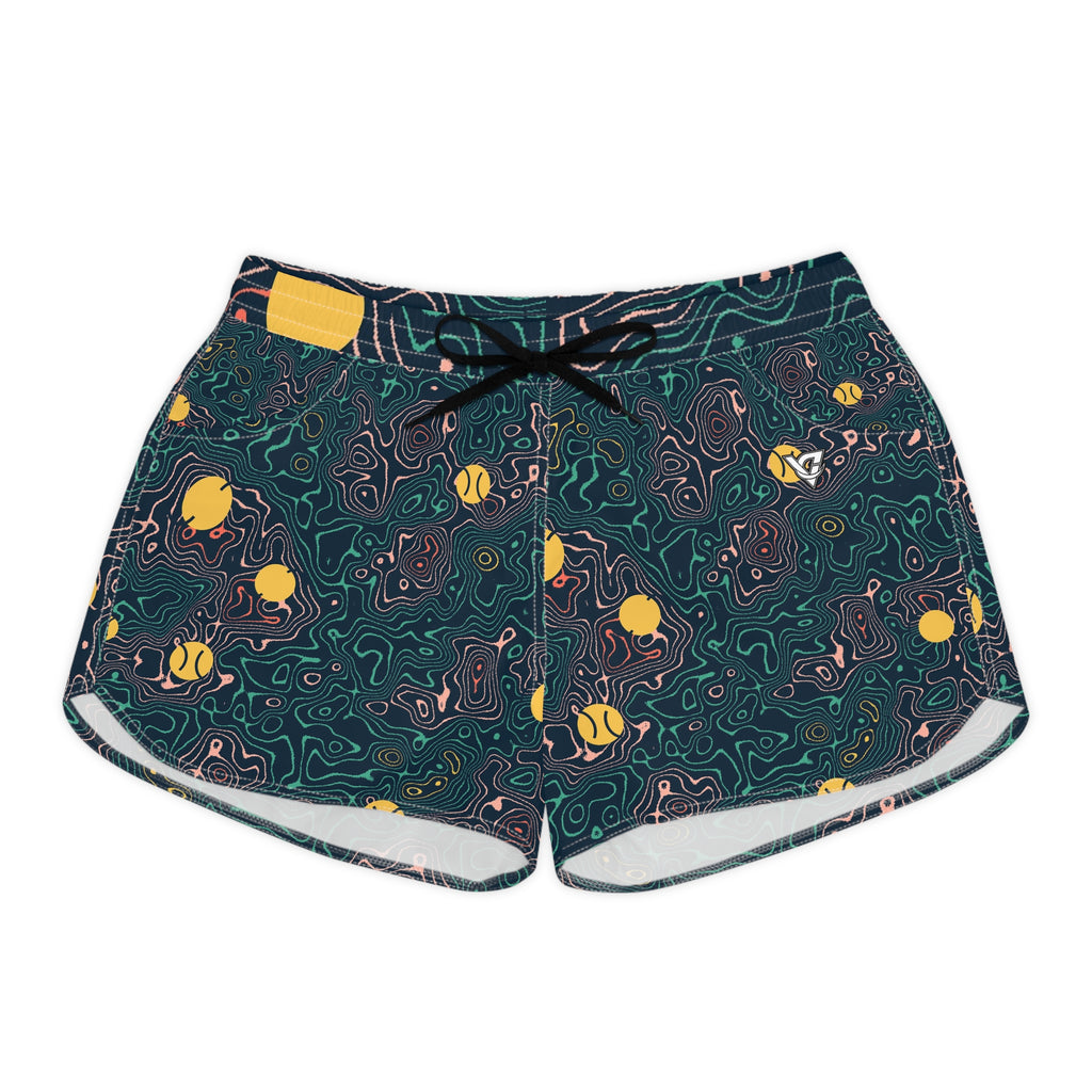 Tennis Coral Reef Topo Trail Women's Athletic Shorts with Pockets