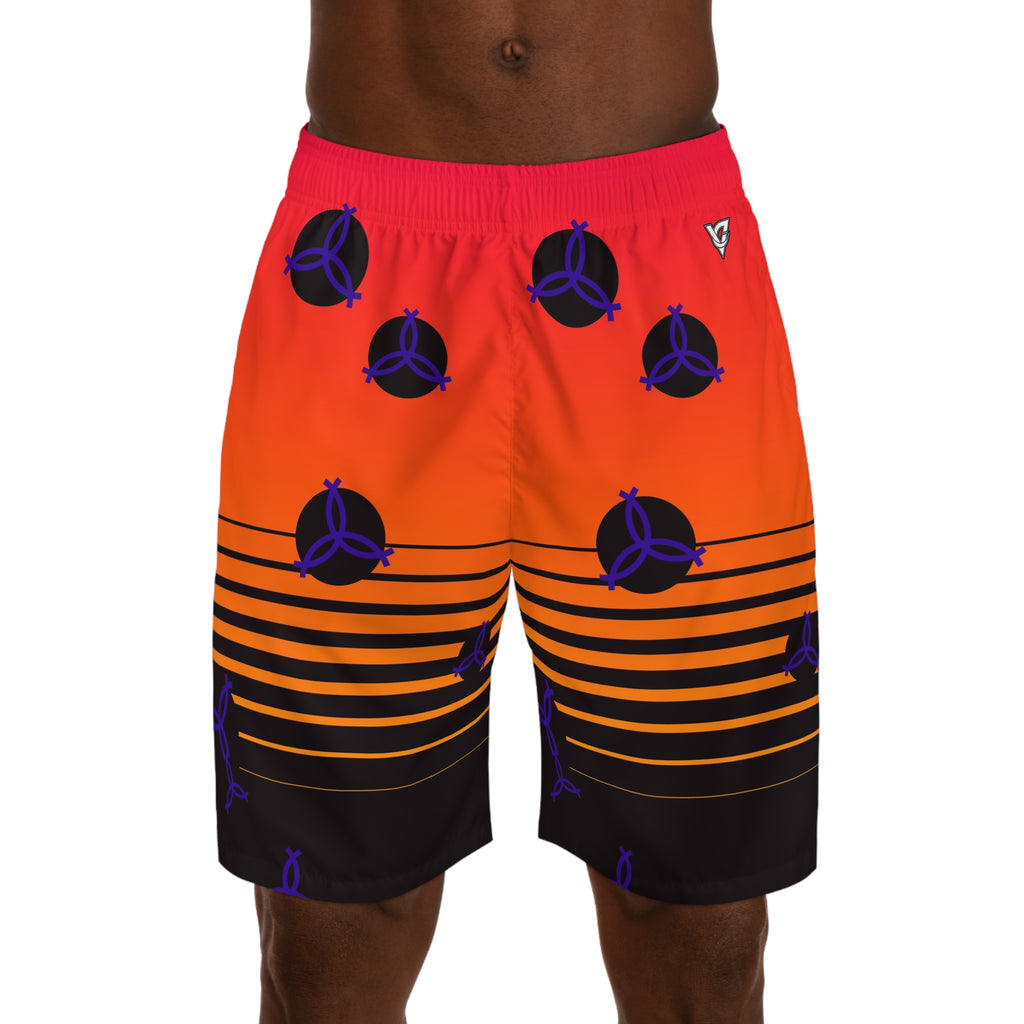 Volleyball Hot Lava Horizon Fade Men's Athletic Shorts with Pockets