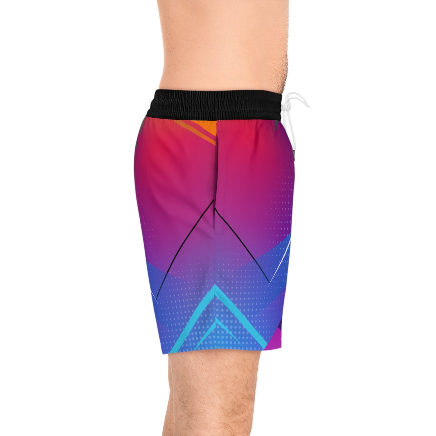 Men's Neon Geo Jogger Shorts Vibrant Abstract All-Over Print - No Pockets
