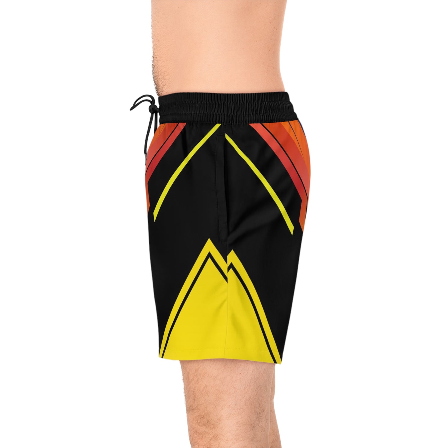 Men's Athletic Board Shorts Retro Gradient Lightning Graphic — No Pockets