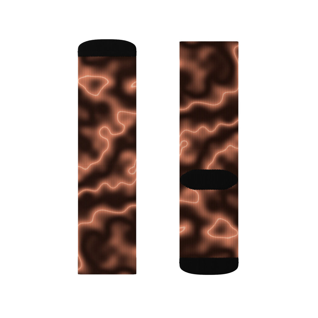 Peach Marble Athletic Crew Socks
