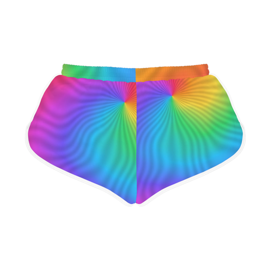 Women's Rainbow Tie-Dye Relaxed Shorts – Colorful All-Over Print Running & Workout Shorts