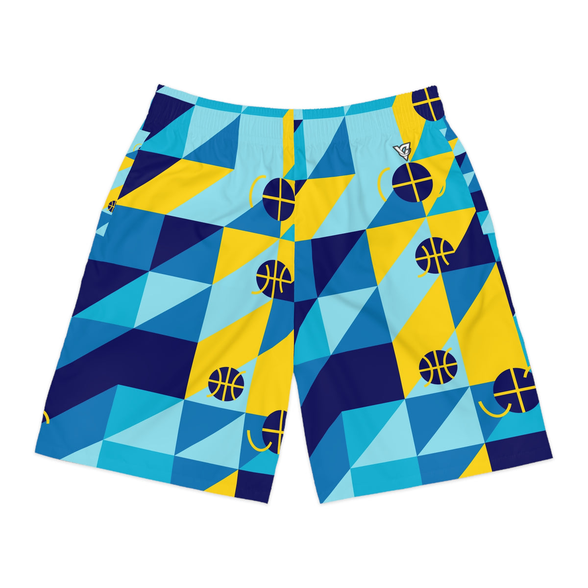 Basketball Cobalt Spark Prism Block Men's Athletic Shorts with Pockets