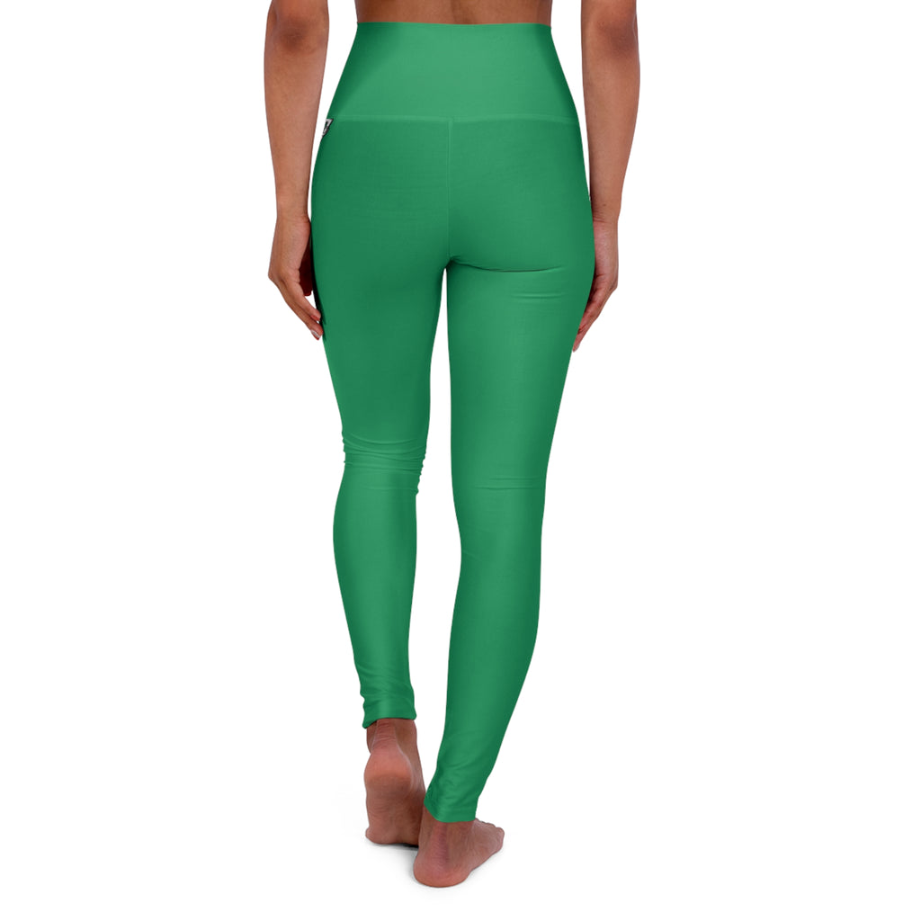 Emerald Green Essential High-Waisted Yoga Leggings (AOP)