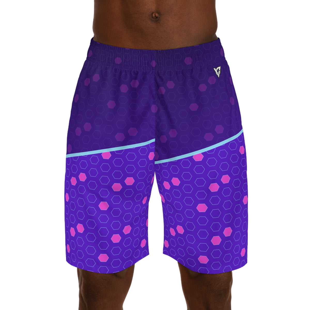 Soccer Ultra Violet Hex Pitch Men's Athletic Shorts with Pockets