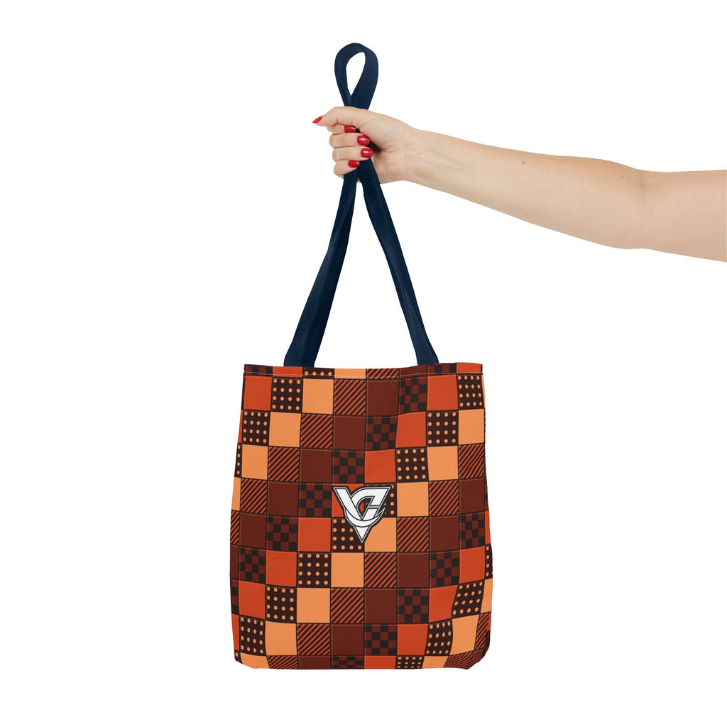 Rust Patchwork Tote Bag — All-Over Print Gym & Everyday Tote