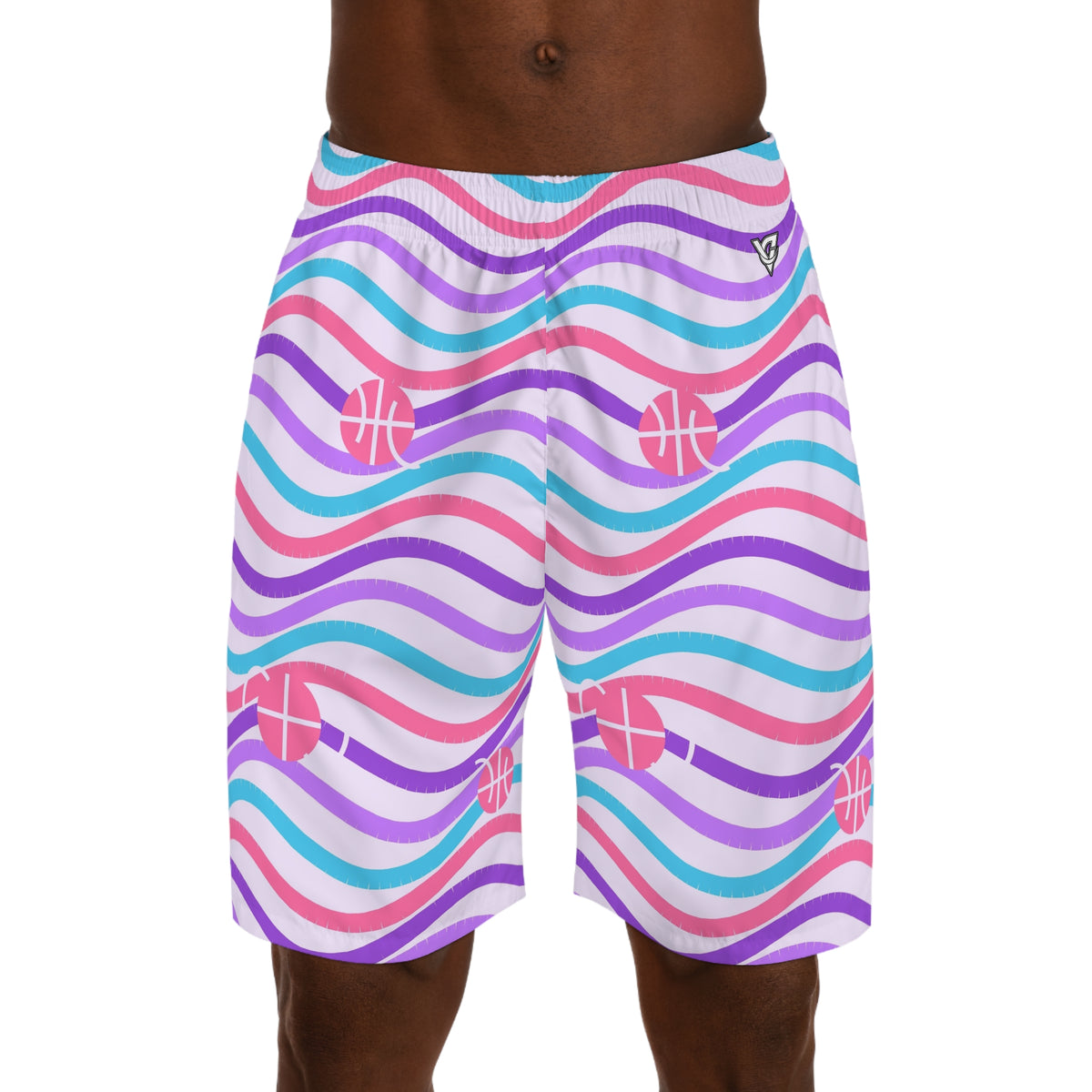 Basketball Lilac Wave Wave Rider Men's Athletic Shorts with Pockets