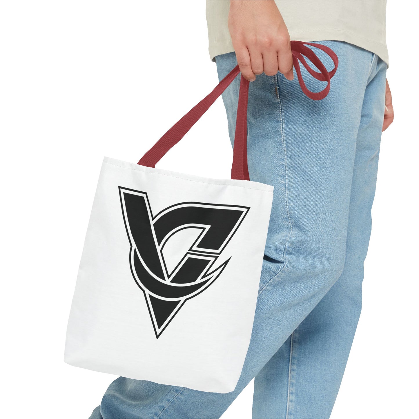 Monogram V Triangle Tote Bag – Bold Black Logo All-Over Print