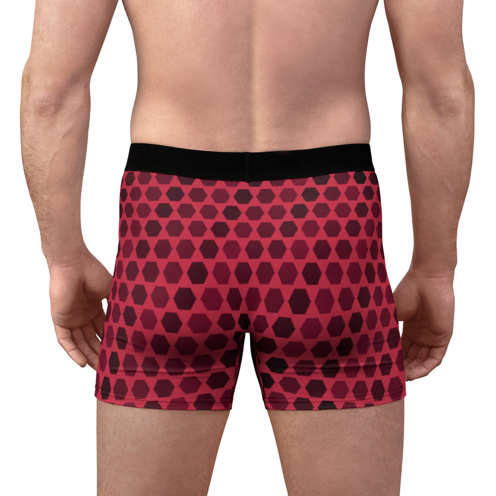 Cranberry Hex Grid Men's Boxer Briefs — Performance Underwear