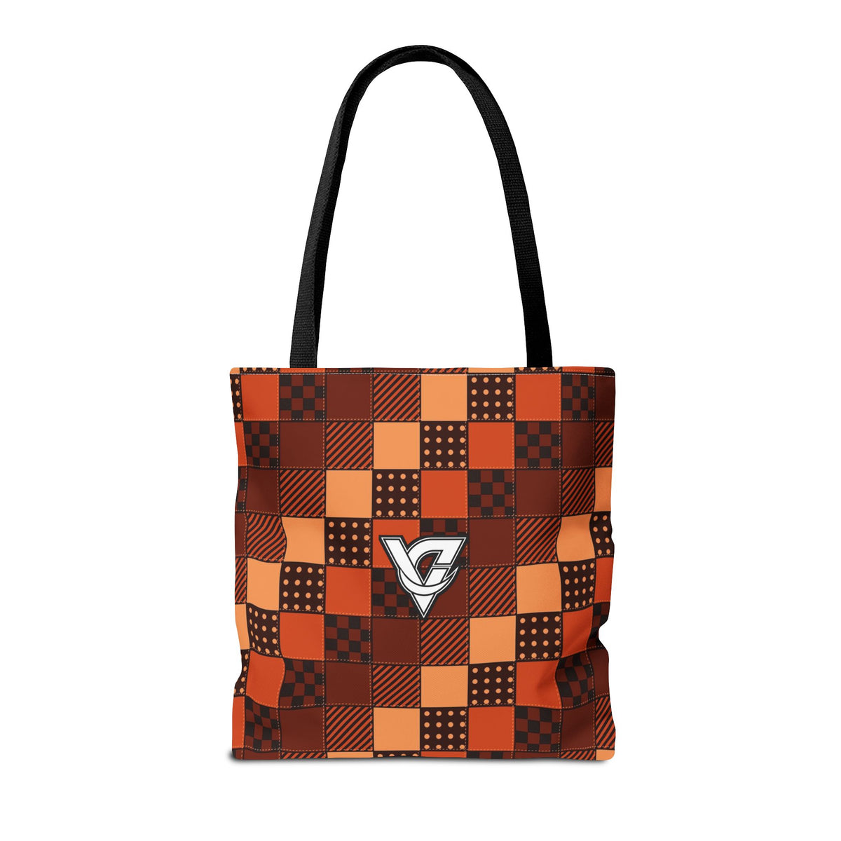 Rust Patchwork Tote Bag — All-Over Print Gym & Everyday Tote