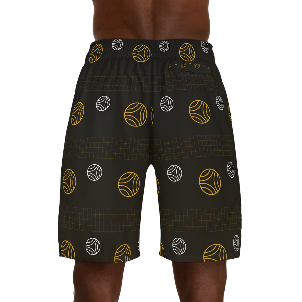 Volleyball Gold Rush Spike Panel Men's Athletic Shorts with Pockets