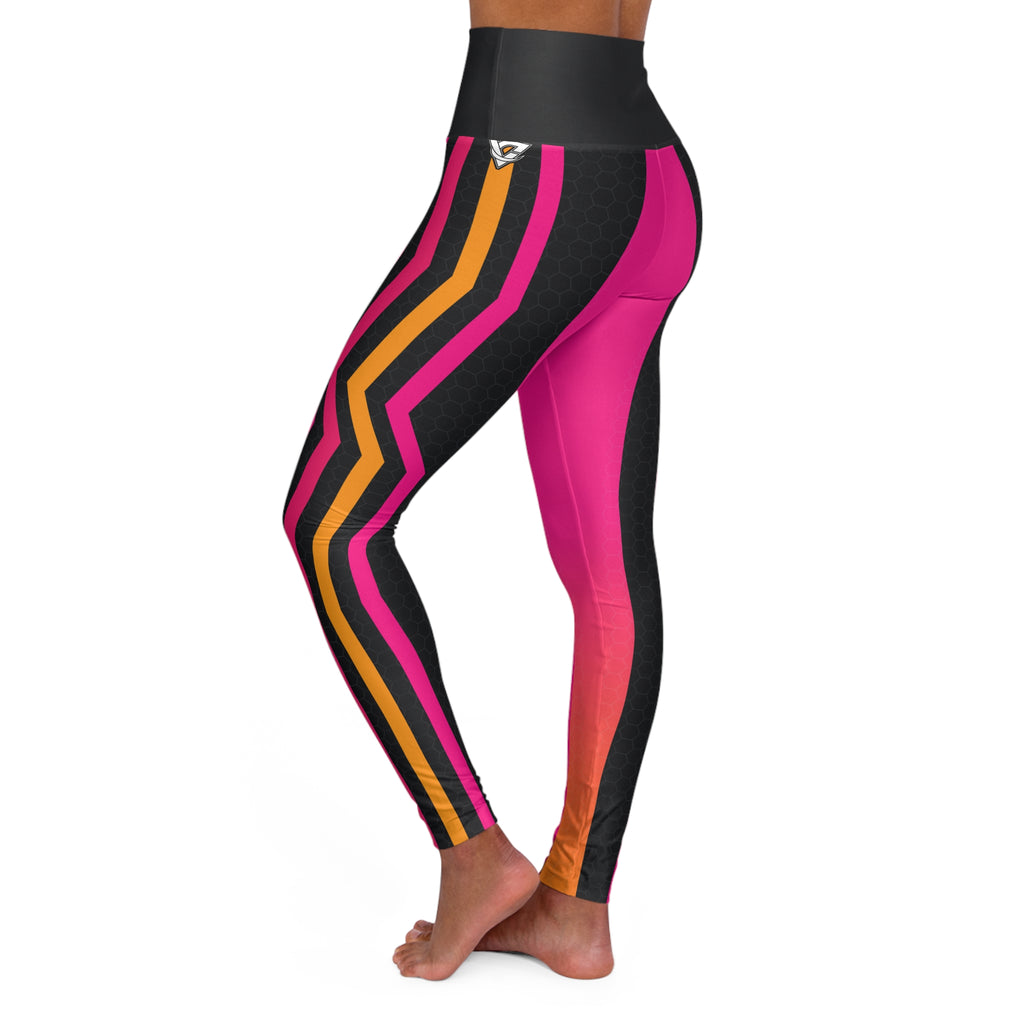 Neon Magenta Inferno High-Waisted Yoga Leggings