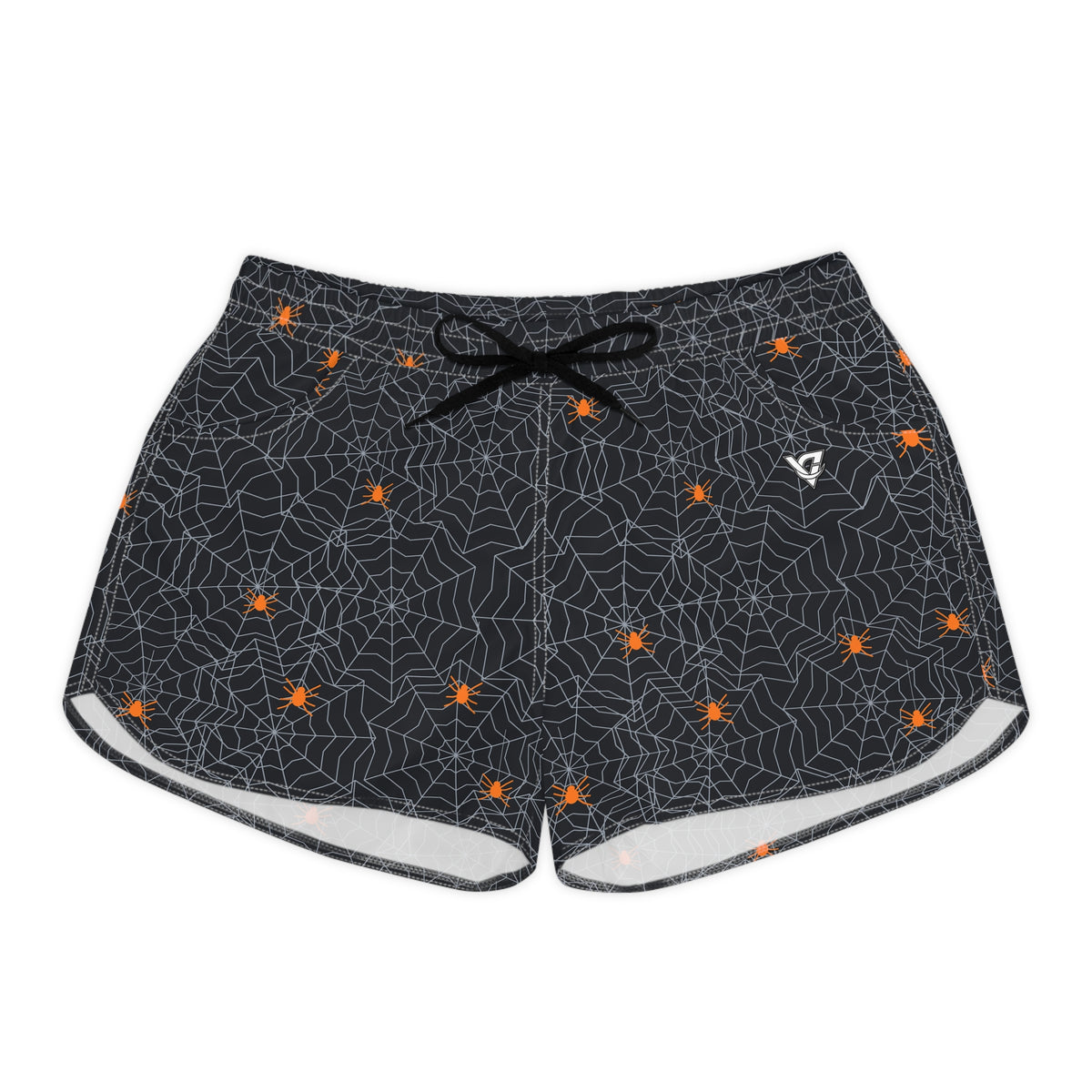 Women's Multipurpose Athletic Shorts with Pockets | Halloween Graveyard Grey Spiderweb