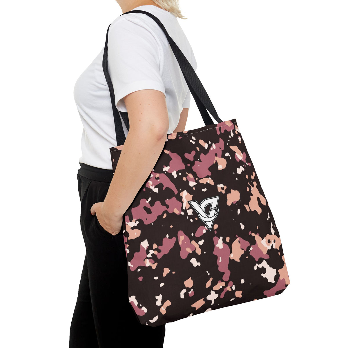 Rose Gold Splatter Tote Bag — All-Over Print Gym & Everyday Tote