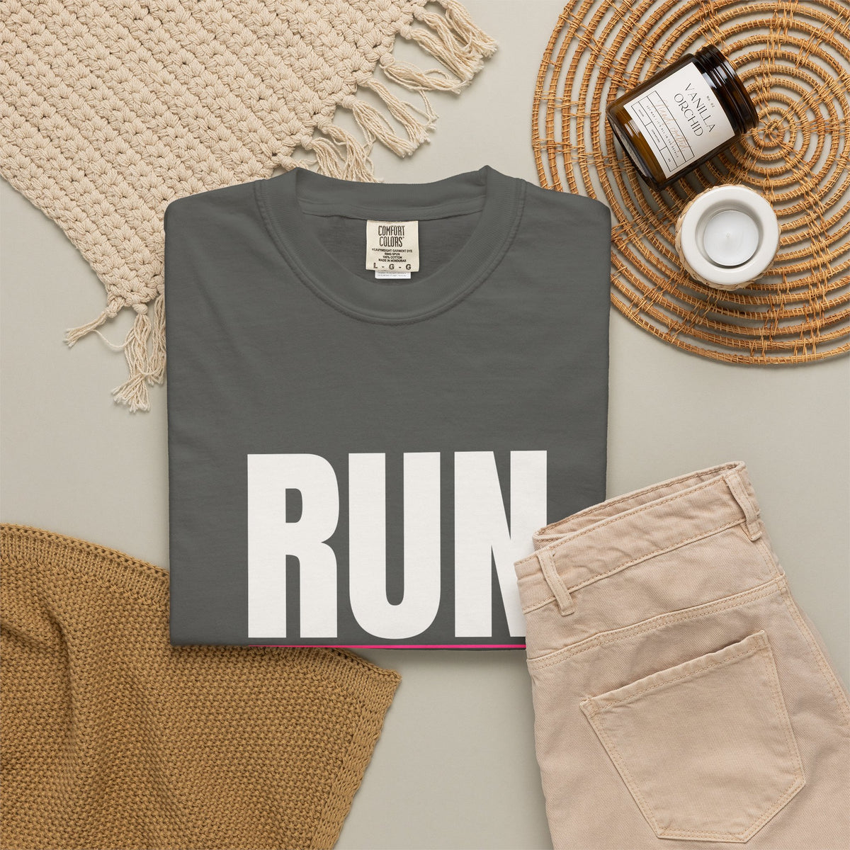 Run The Day | Women's Garment-Dyed Graphic Tee