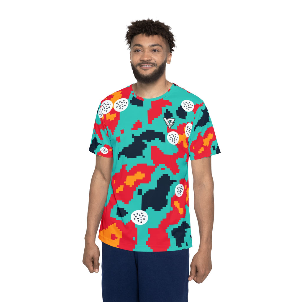 Golf Aqua Volt Pixel Camo Men's Sports Jersey