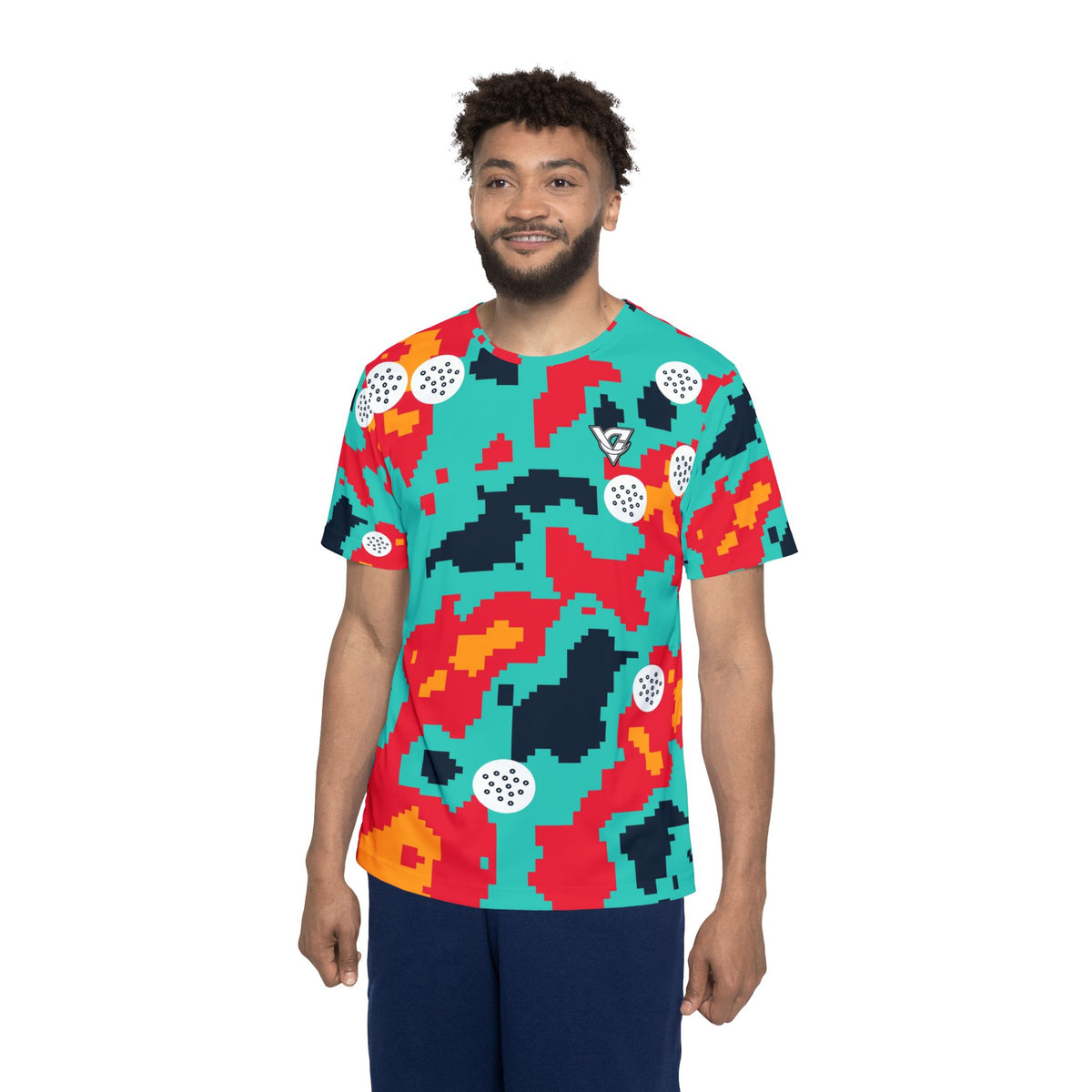 Golf Aqua Volt Pixel Camo Men's Sports Jersey