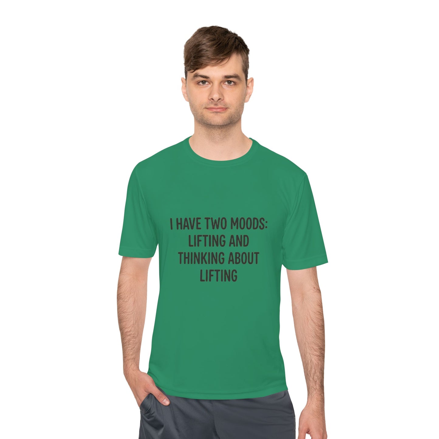 Lifting & Thinking About Lifting Tee — Workout Humor Moisture‑Wicking Shirt
