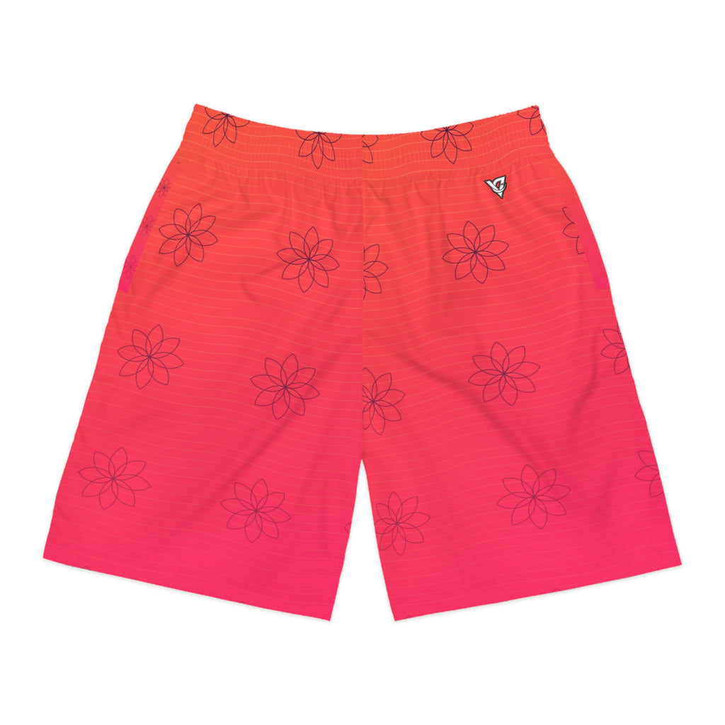 Yoga Sunset Fade Flow Lotus Men's Athletic Shorts with Pockets