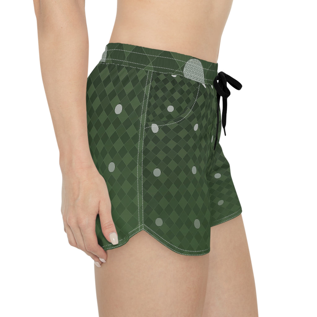 Golf Forest Camo Dimple Links Women's Athletic Shorts with Pockets