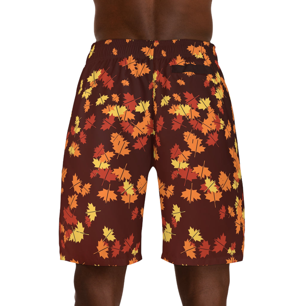 Men's Sunset Orchard Falling Leaves Performance Jogger Athletic Shorts with Pockets