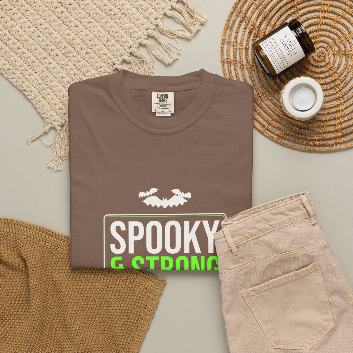 Spooky & Strong | Women's Halloween Garment-Dyed Graphic Tee