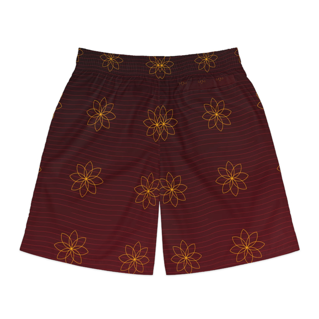 Yoga Crimson Blaze Flow Lotus Men's Athletic Shorts with Pockets